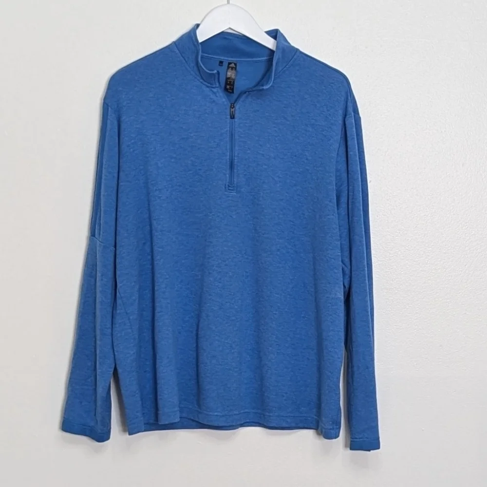 Adidas Sweatshirt Men Extra Large Quarter Zip Blue Pullover